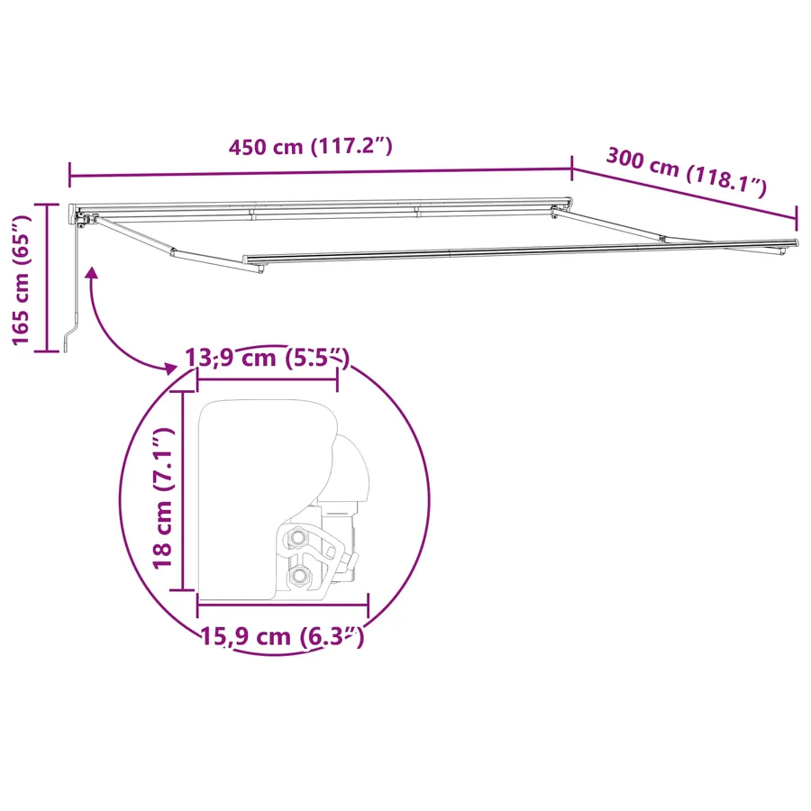 Cadre d'auvent Bordeaux 450 × 300 cm - 12