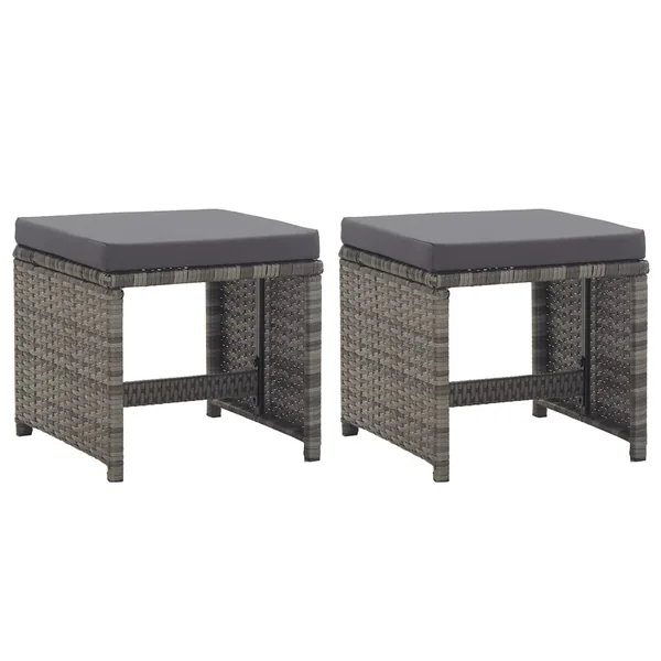 Tabourets de jardin lot de 2 coussins Résine tressée Anthracite