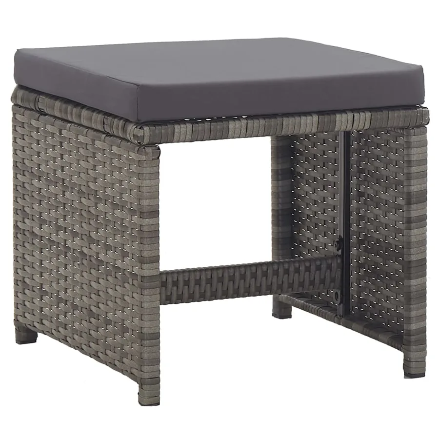 Tabourets de jardin lot de 2 coussins Résine tressée Anthracite - 2