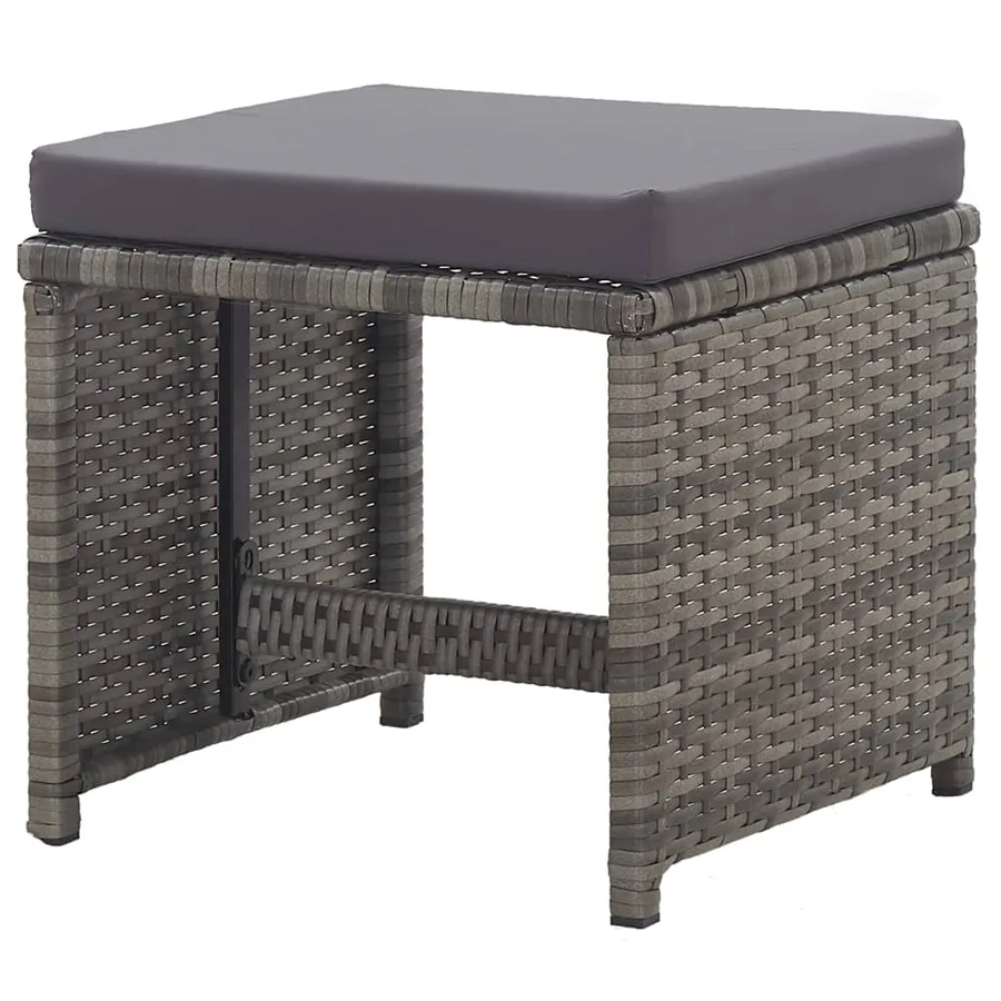 Tabourets de jardin lot de 2 coussins Résine tressée Anthracite - 4