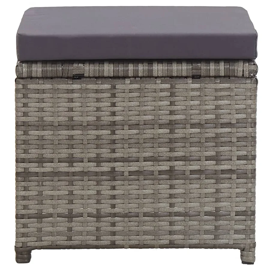 Tabourets de jardin lot de 2 coussins Résine tressée Anthracite - 5