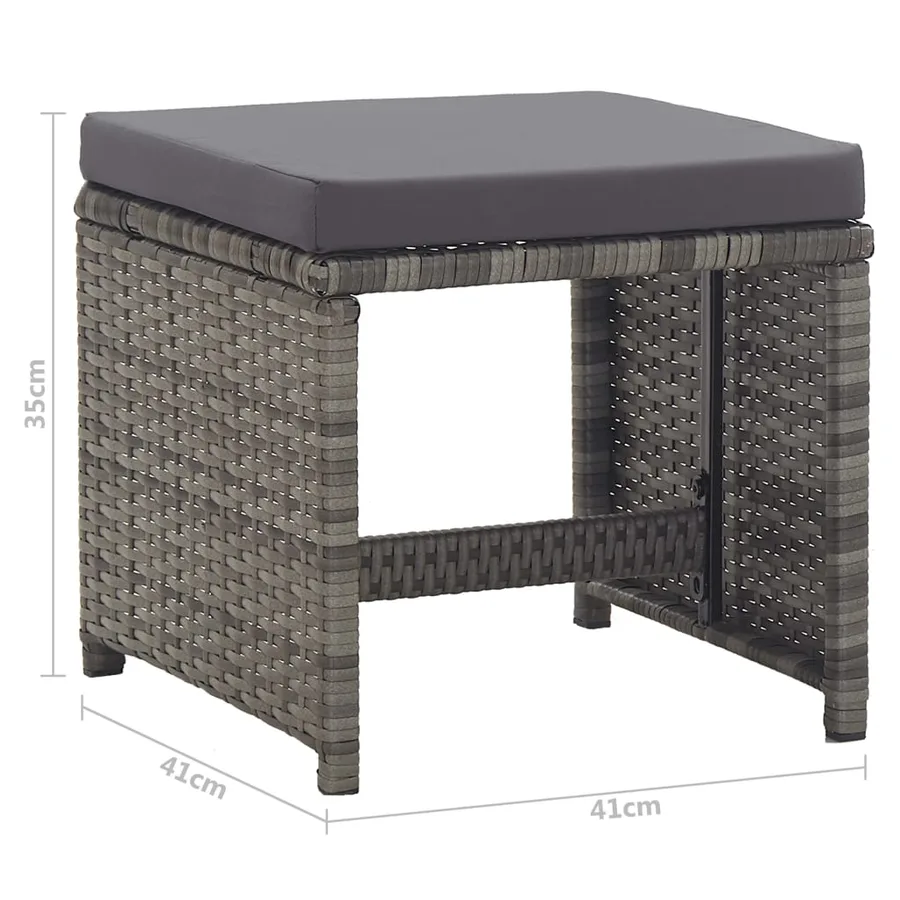Tabourets de jardin lot de 2 coussins Résine tressée Anthracite - 8