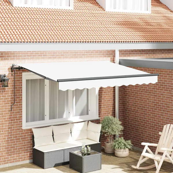 Auvent Rétractable Blanc 250 x 200 cm tissu