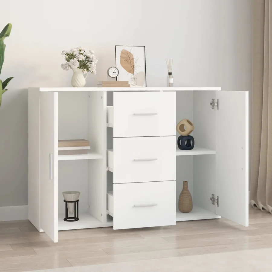 Buffet blanc 91x29,5x65 cm bois d'ingénierie - 3