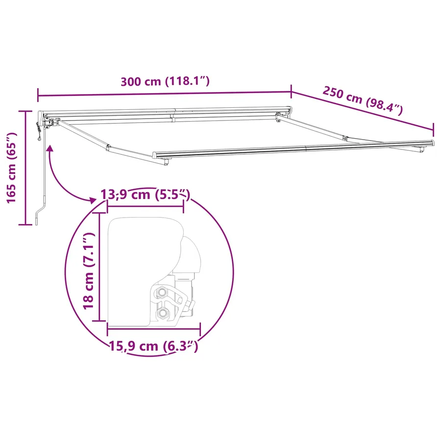 Cadre d'auvent Anthracite 300 x 250 cm - 13
