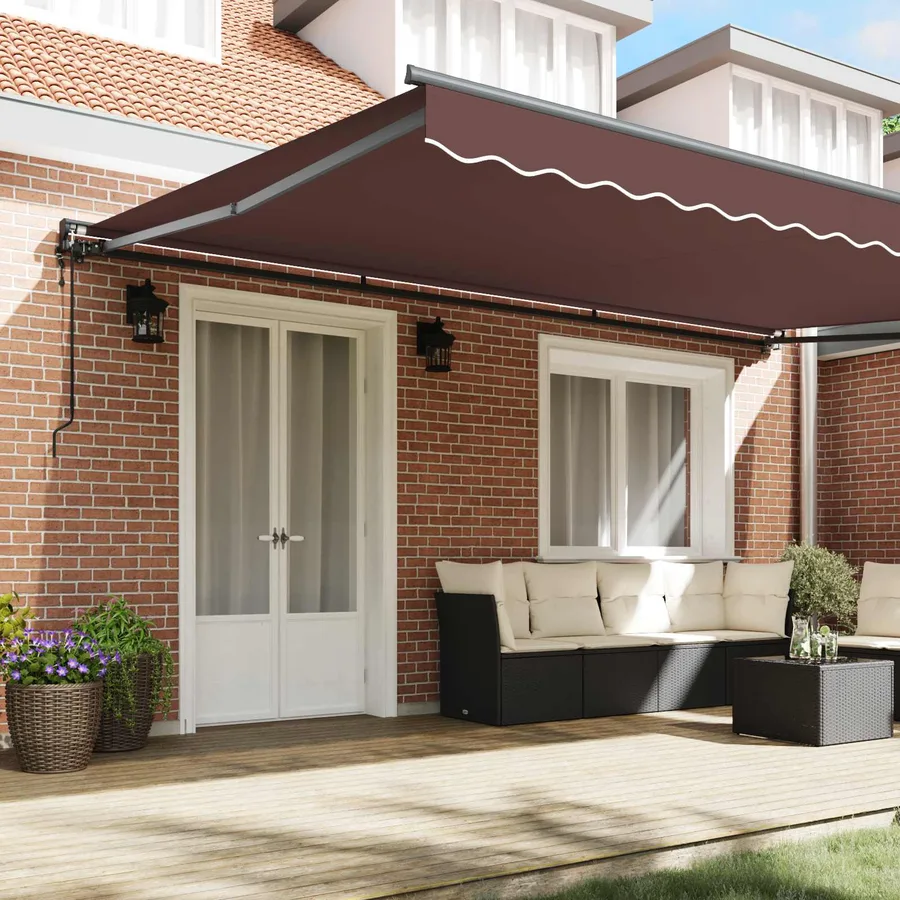 Cadre d'auvent Marron 500 × 300 cm Polyester avec revêtement PU - 3