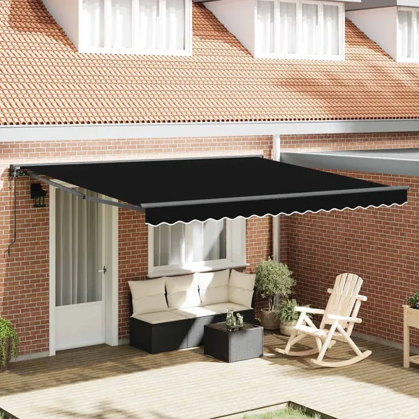 Cadre d'auvent Noir 400 × 300 cm Polyester avec revêtement PU