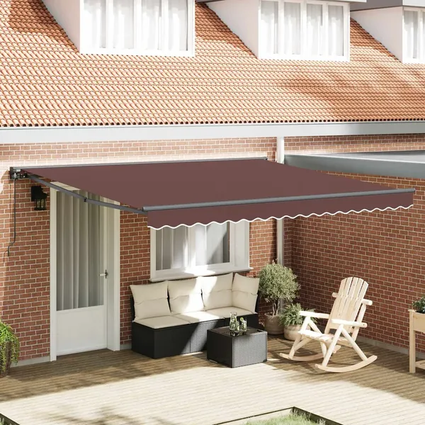Cadre d'auvent Marron 400 × 300 cm Polyester avec revêtement PU