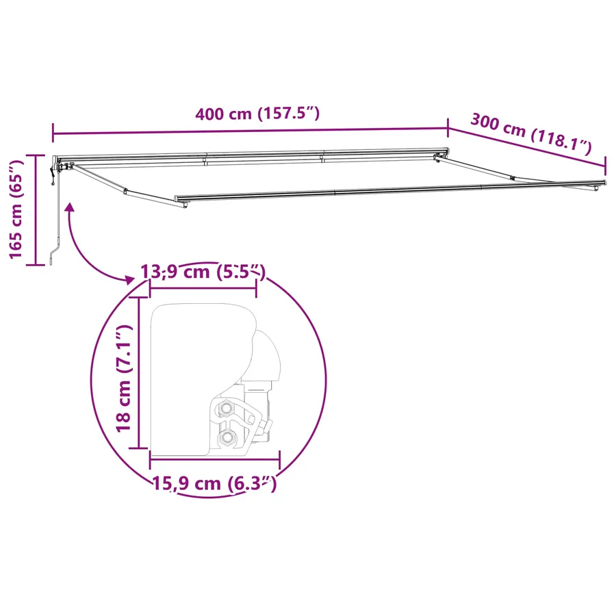 Cadre d'auvent Anthracite 400 × 300 cm - 8