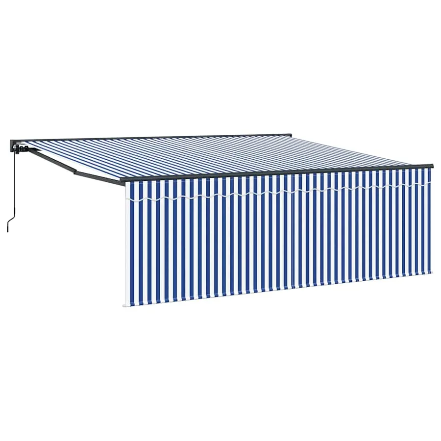 Auvent Rétractable Bleu et Blanc 400 × 300 cm - 2