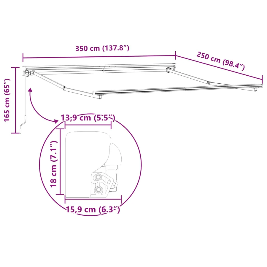 Cadre d'auvent Multicolore 350 x 250 cm - 12