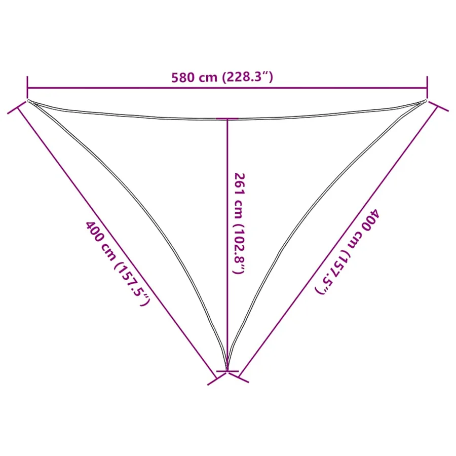 Voile d'ombrage 160 g/m² triangulaire sable 4x4x5,8 m PEHD - 10