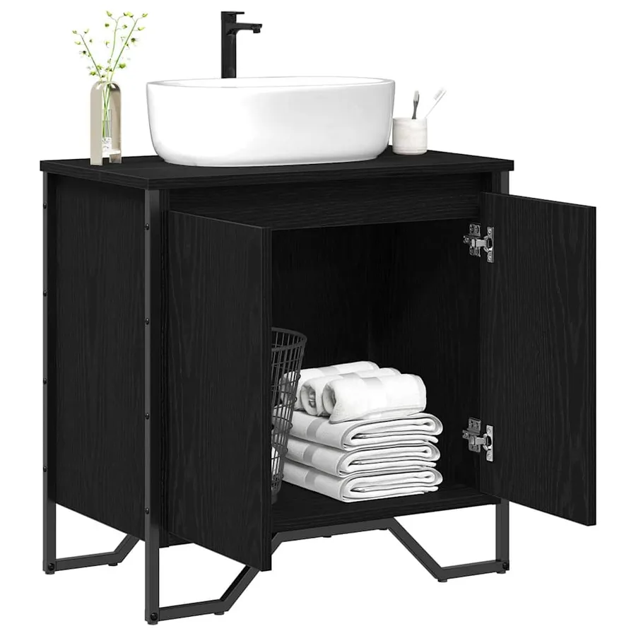 Meuble de Lavabo de Salle de Bain Chêne noir 60 x 35 x 60 cm - 3
