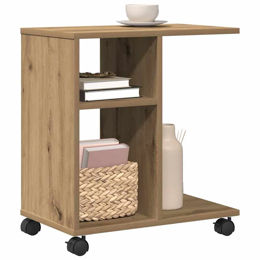 Table d'appoint chêne artisanal 50 x 30 x 55 cm - 3