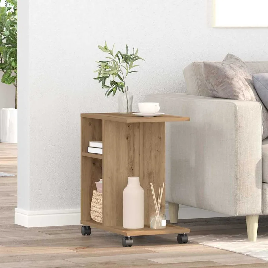 Table d'appoint chêne artisanal 50 x 30 x 55 cm - 4