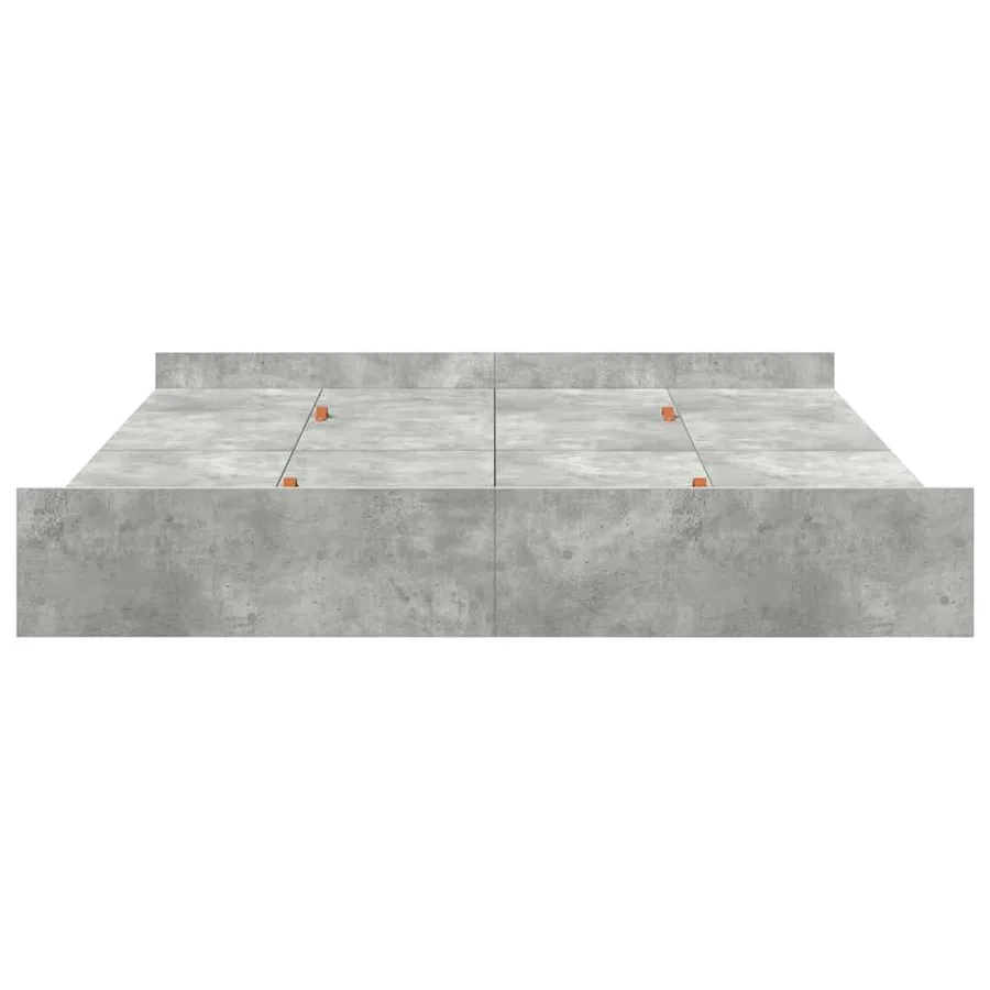 Cadre de lit avec rangement avec tiroir Gris béton 200 x 200 cm - 6