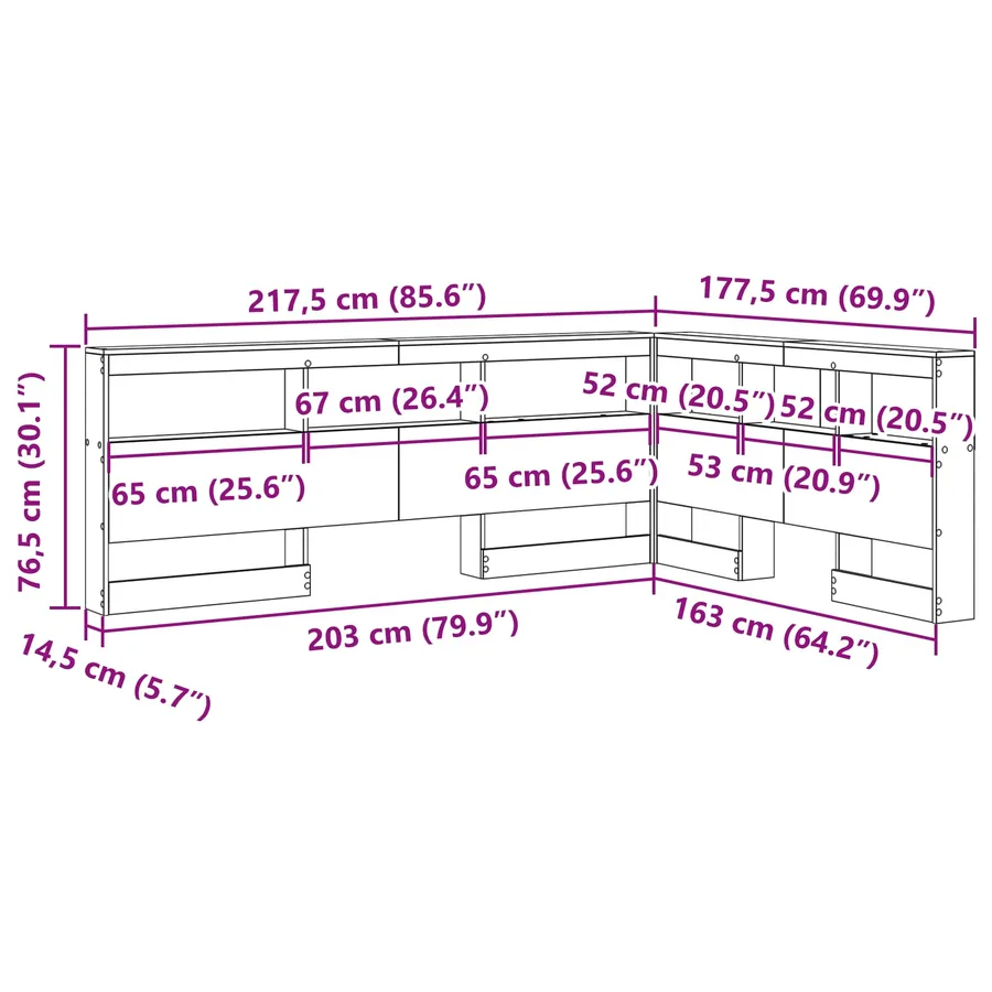 Tête de lit de rangement Chêne Sonoma 160 cm Bois d'ingénierie - 12