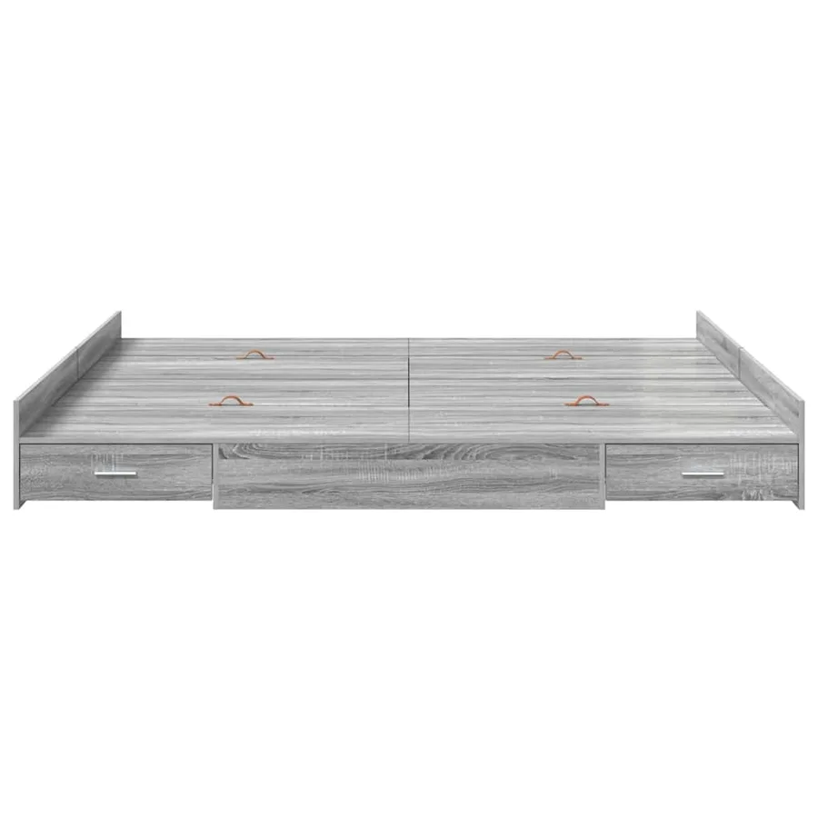 Cadre de lit avec rangement Gris Sonoma 200 x 200 cm - 5