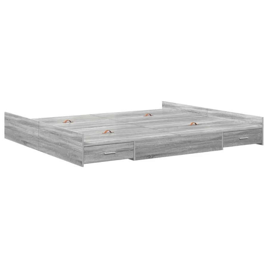 Cadre de lit avec rangement Gris Sonoma 200 x 200 cm - 7