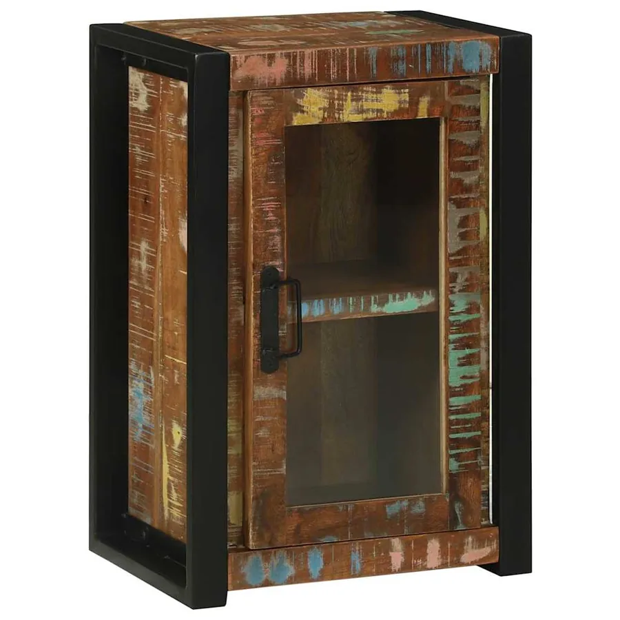 Armoire de salle de bain avec porte Marron Bois Recyclé Solide