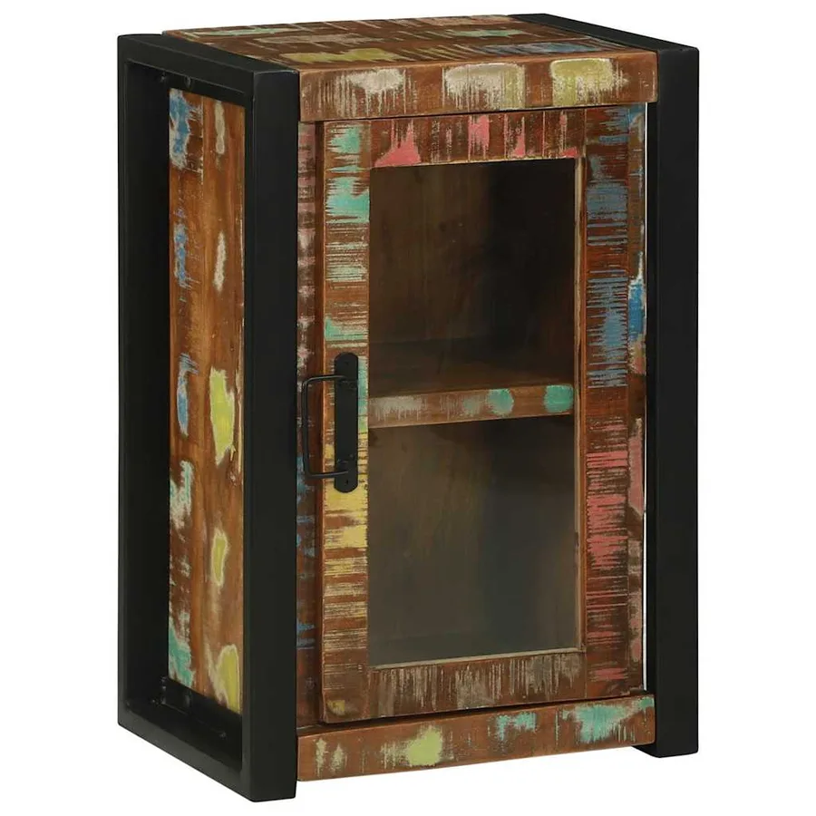 Armoire de salle de bain avec porte Marron Bois Recyclé Solide - 2