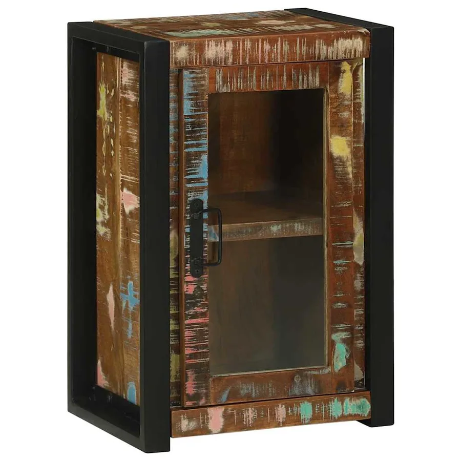 Armoire de salle de bain avec porte Marron Bois Recyclé Solide - 3