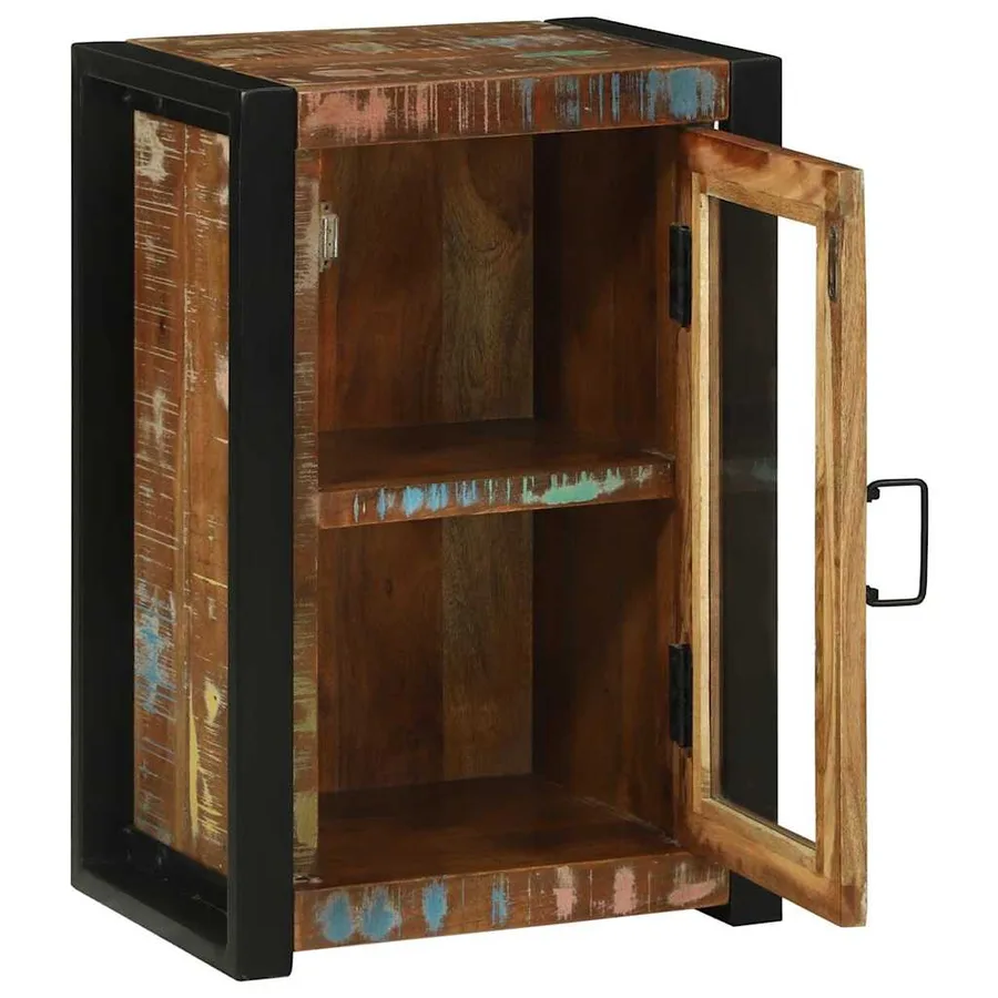 Armoire de salle de bain avec porte Marron Bois Recyclé Solide - 4