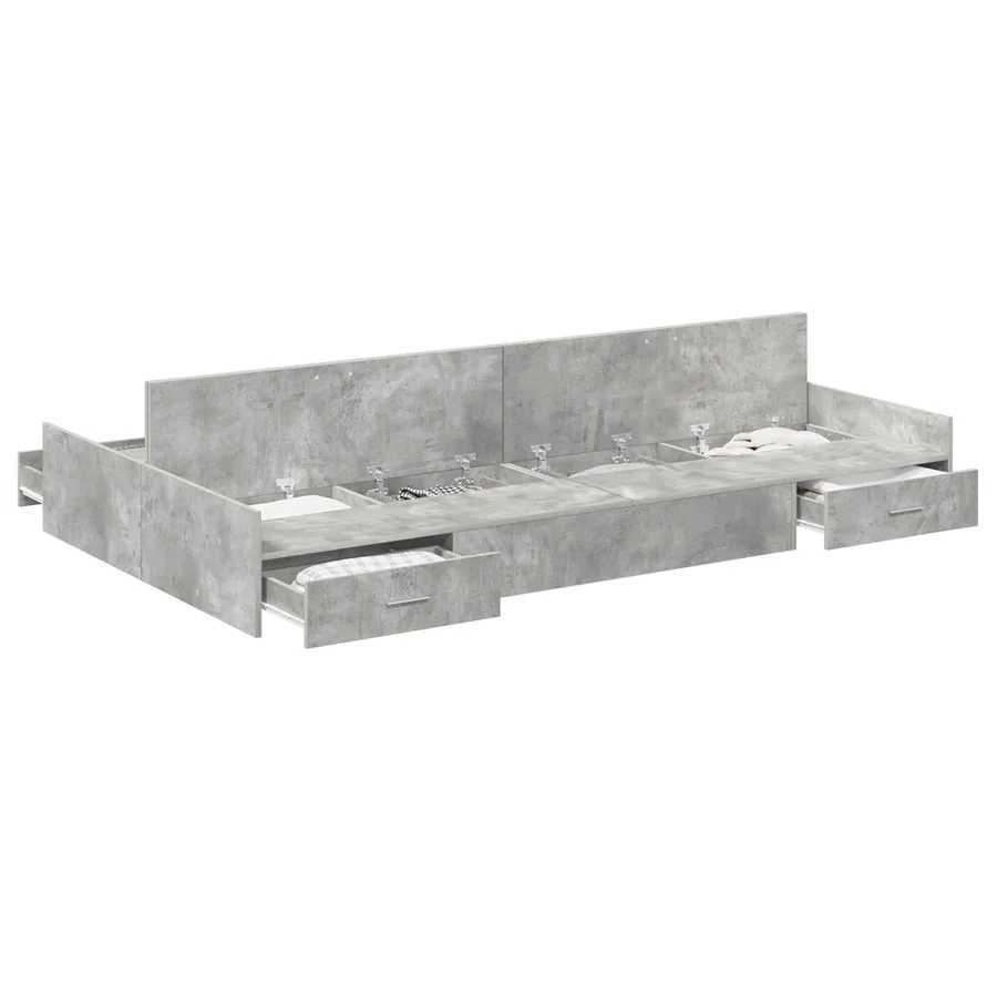 Cadre de lit avec rangement avec tiroir Gris béton 120 x 190 cm - 2