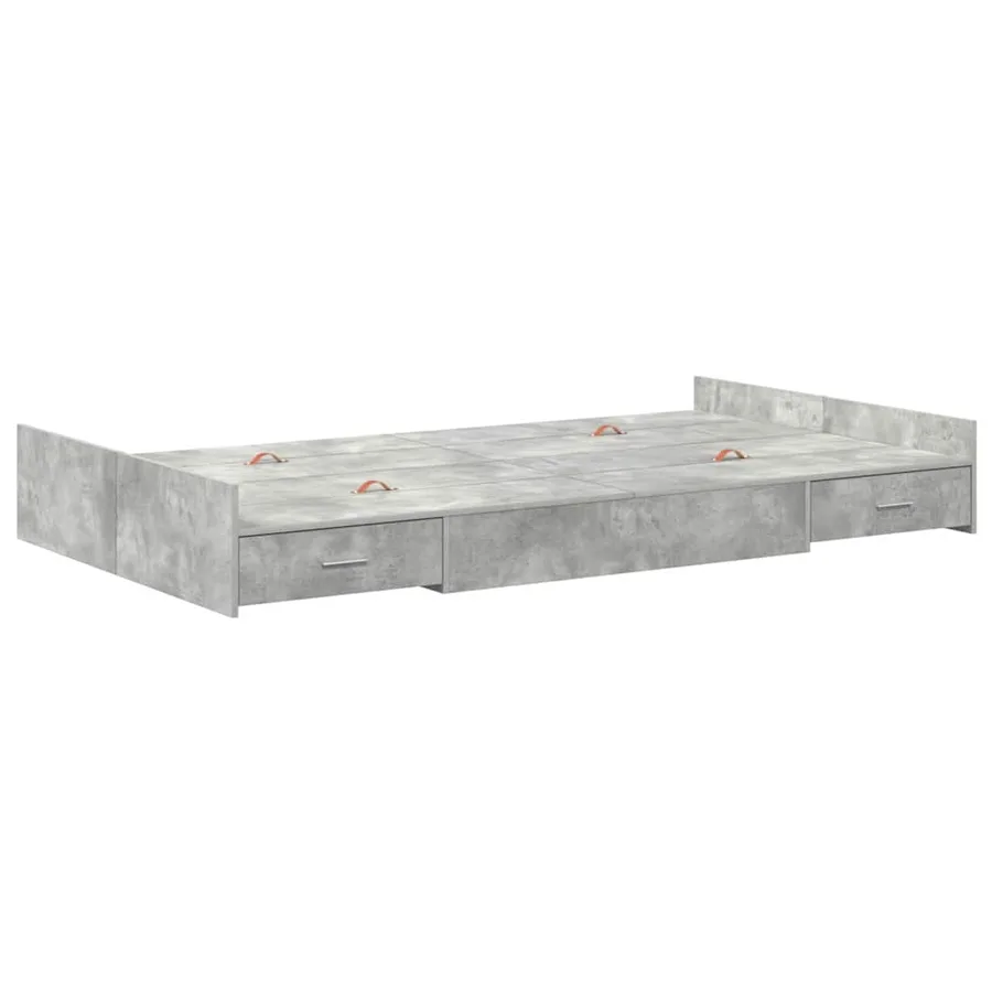 Cadre de lit avec rangement avec tiroir Gris béton 120 x 190 cm - 7