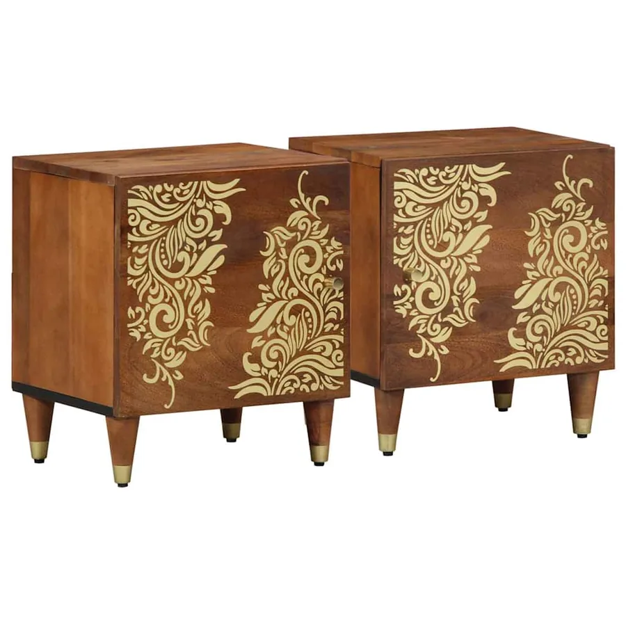 Cabinet de chevet avec porte 2 pcs Marron miel 40 x 33 x 46 cm