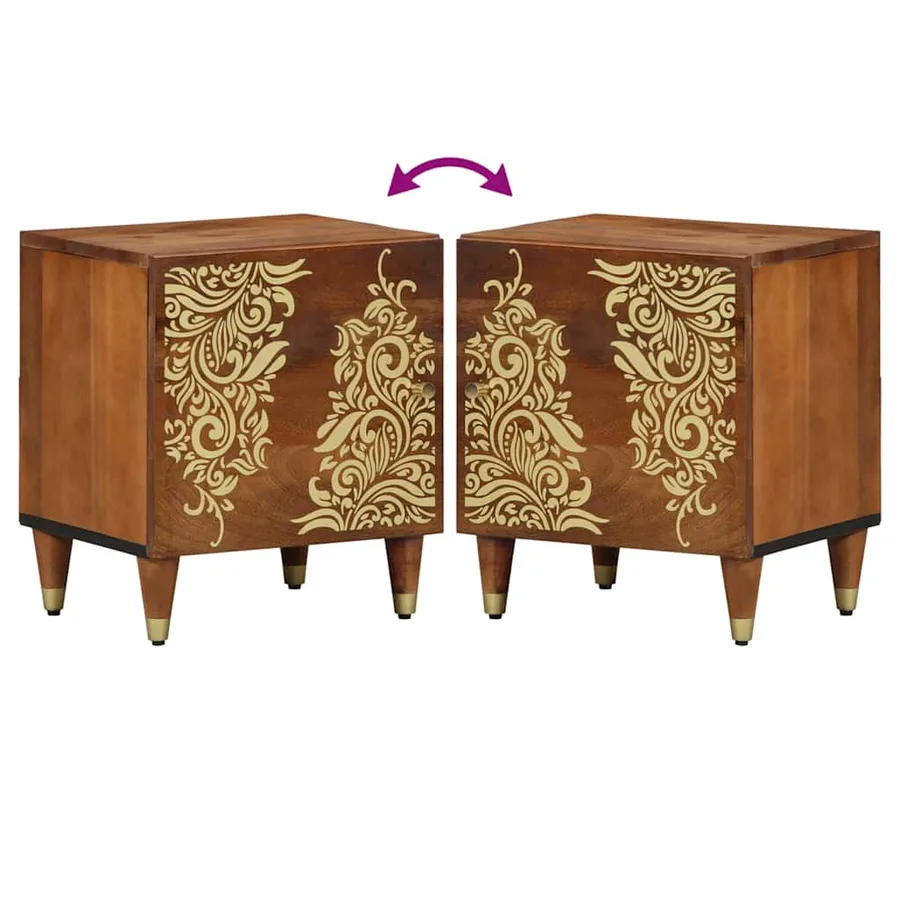 Cabinet de chevet avec porte 2 pcs Marron miel 40 x 33 x 46 cm - 10