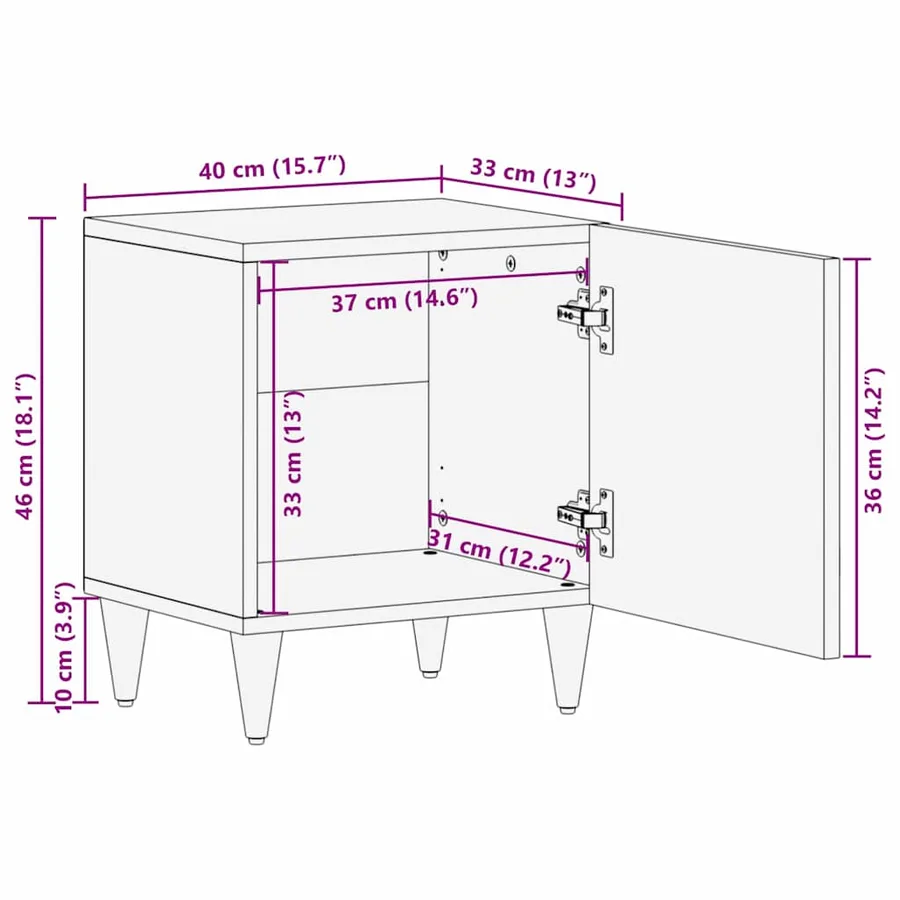 Cabinet de chevet avec porte 2 pcs Marron miel 40 x 33 x 46 cm - 12