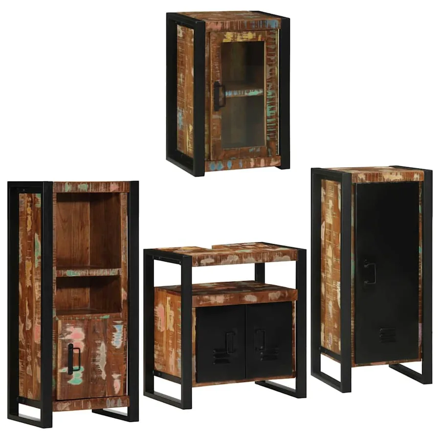 Ensemble de mobilier de salle de bain 4 pcs Bois massif recyclé