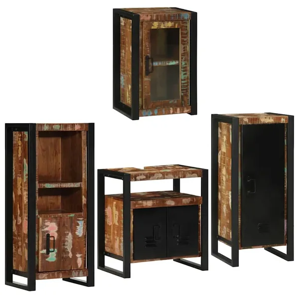 Ensemble de mobilier de salle de bain 4 pcs Bois massif recyclé