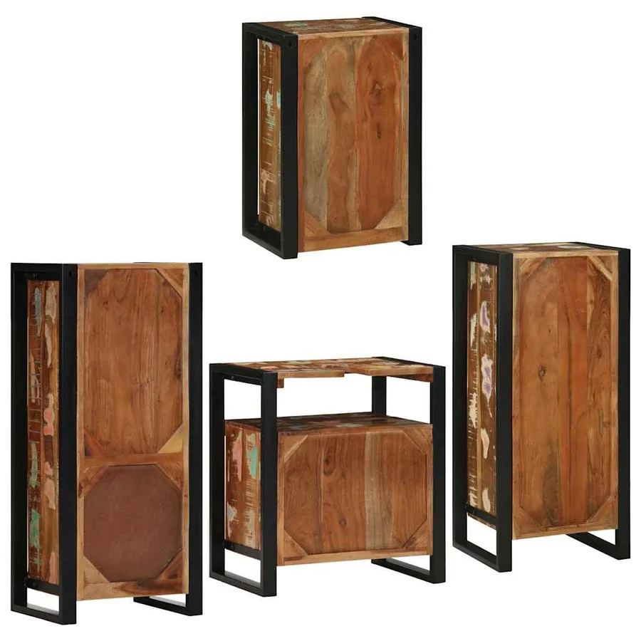 Ensemble de mobilier de salle de bain 4 pcs Bois massif recyclé - 10