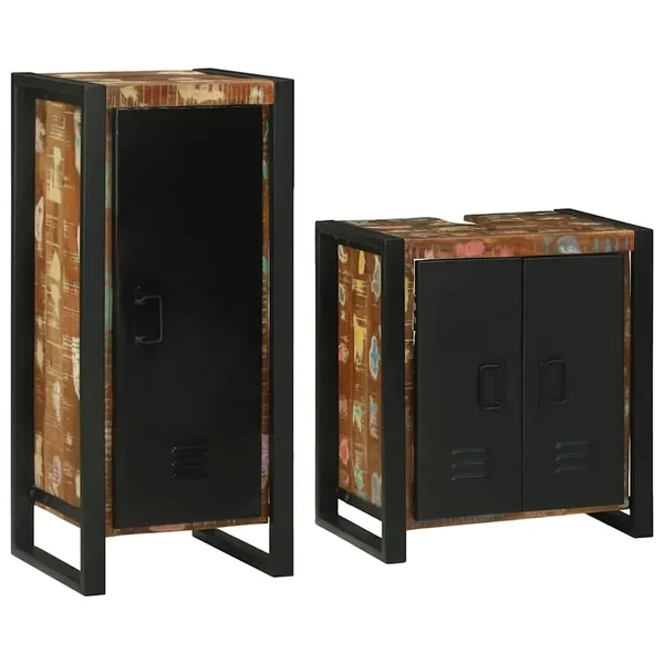 Ensemble de mobilier de salle de bain 2 pcs Bois massif recyclé