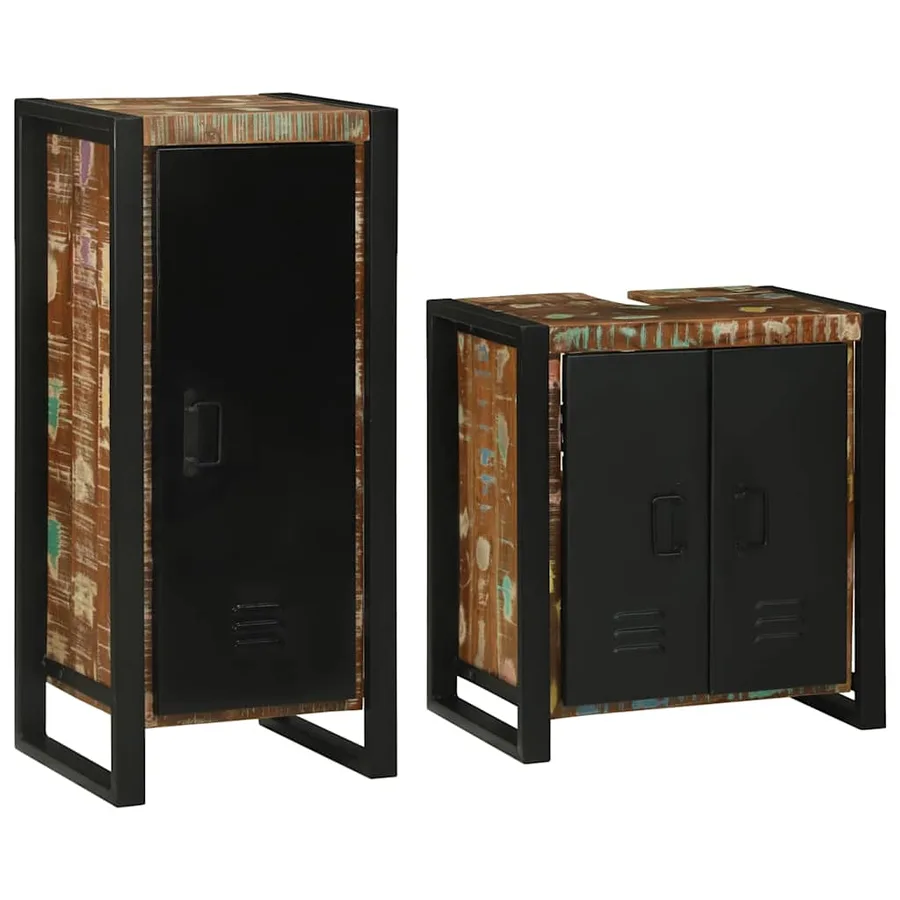 Ensemble de mobilier de salle de bain 2 pcs Bois massif recyclé - 2