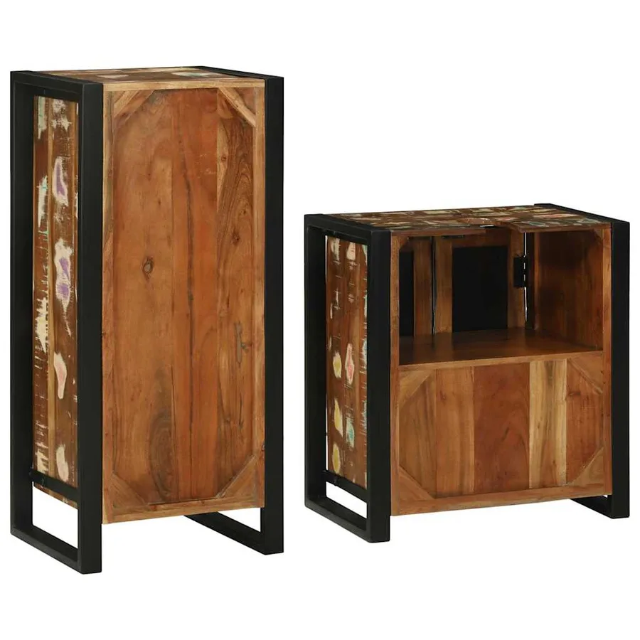 Ensemble de mobilier de salle de bain 2 pcs Bois massif recyclé - 8