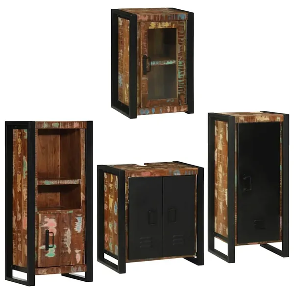 Ensemble de mobilier de salle de bain 4 pcs Bois massif recyclé