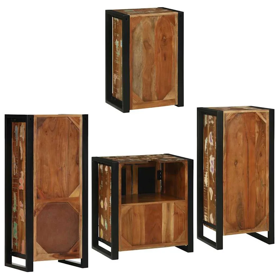 Ensemble de mobilier de salle de bain 4 pcs Bois massif recyclé - 10