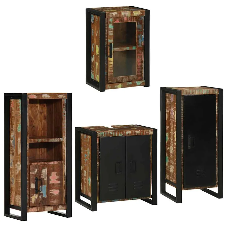 Ensemble de mobilier de salle de bain 4 pcs Bois massif recyclé - 2