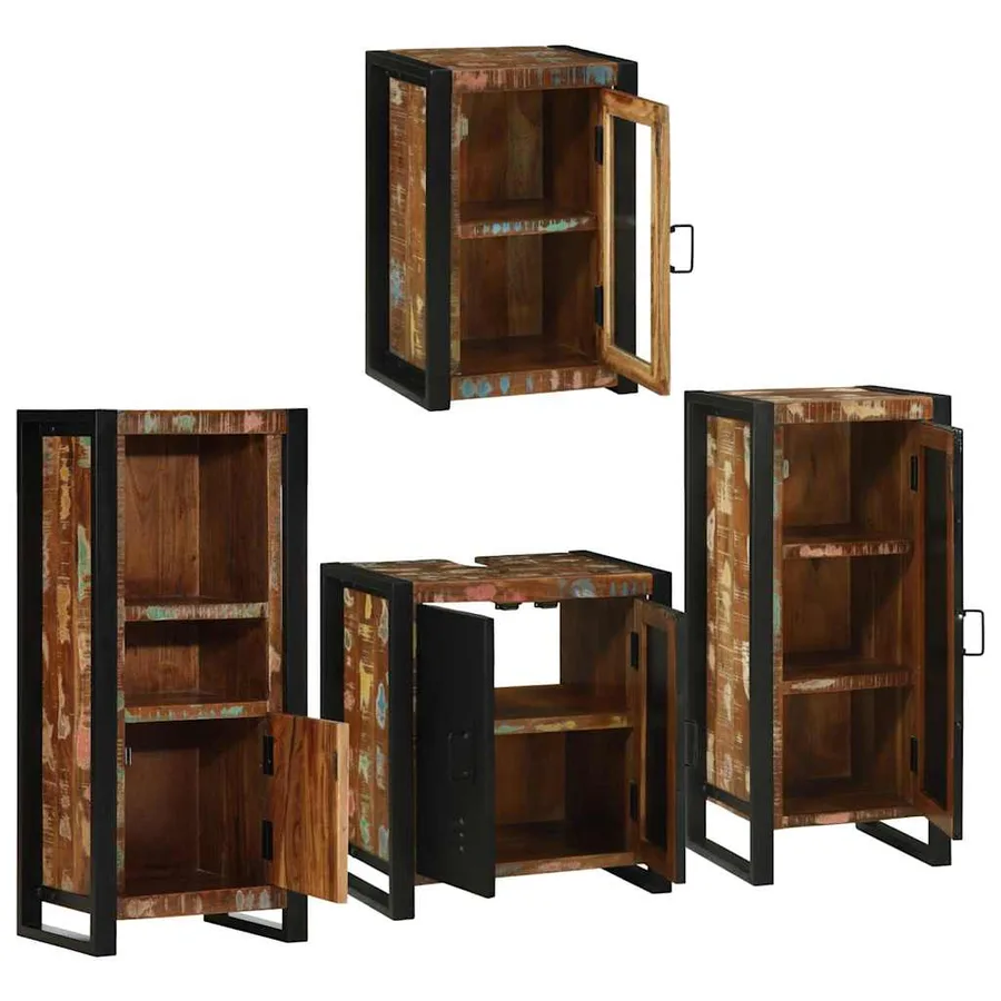 Ensemble de mobilier de salle de bain 4 pcs Bois massif recyclé - 4