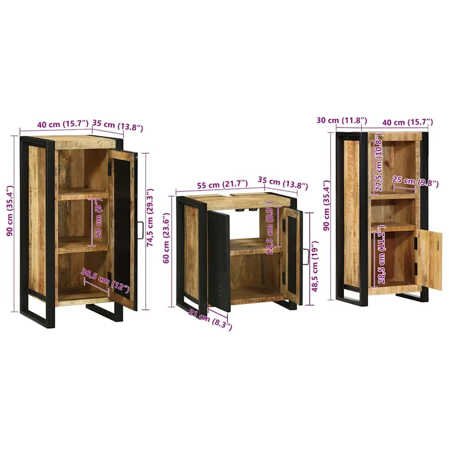 Ensemble de mobilier de salle de bain avec tiroir 3 pcs - 15