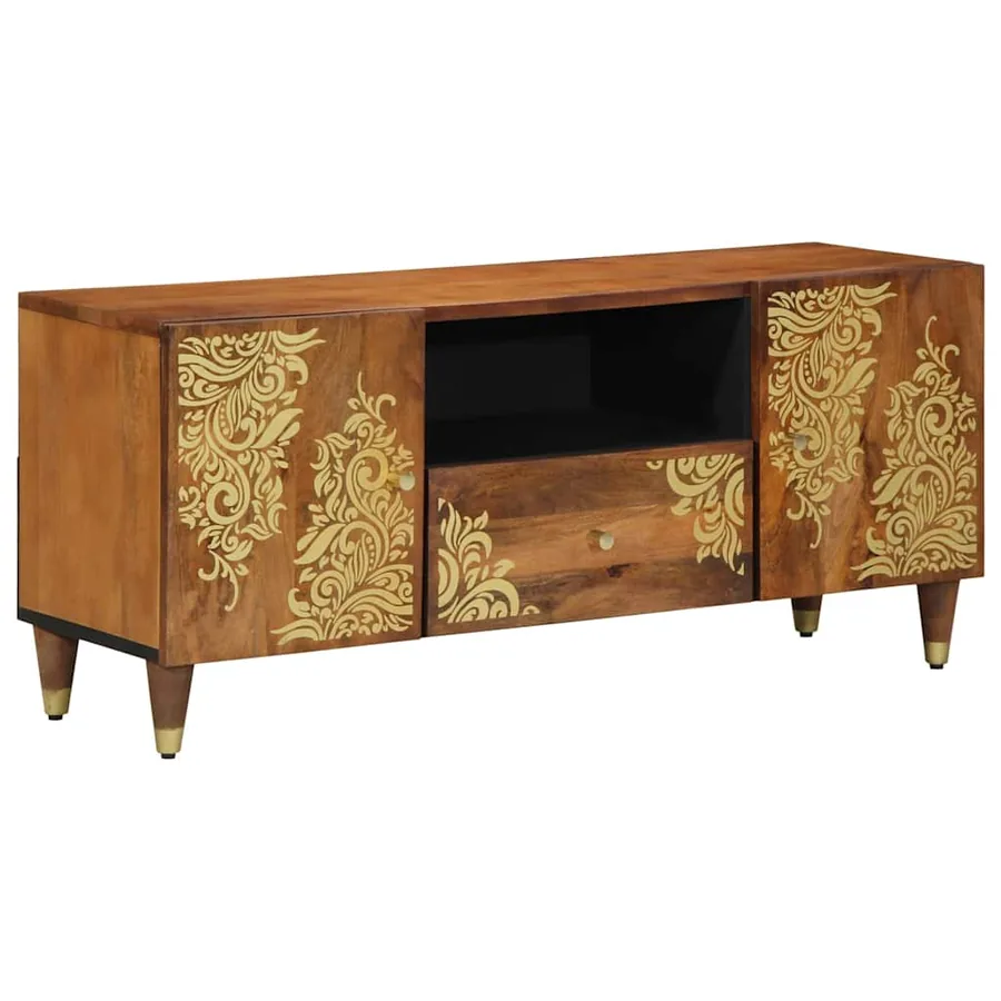 Meuble TV Marron miel 105 x 33 x 46 cm Bois de mangue massif