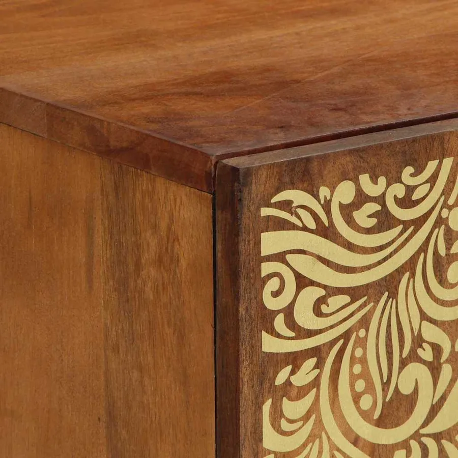 Meuble TV Marron miel 105 x 33 x 46 cm Bois de mangue massif - 6