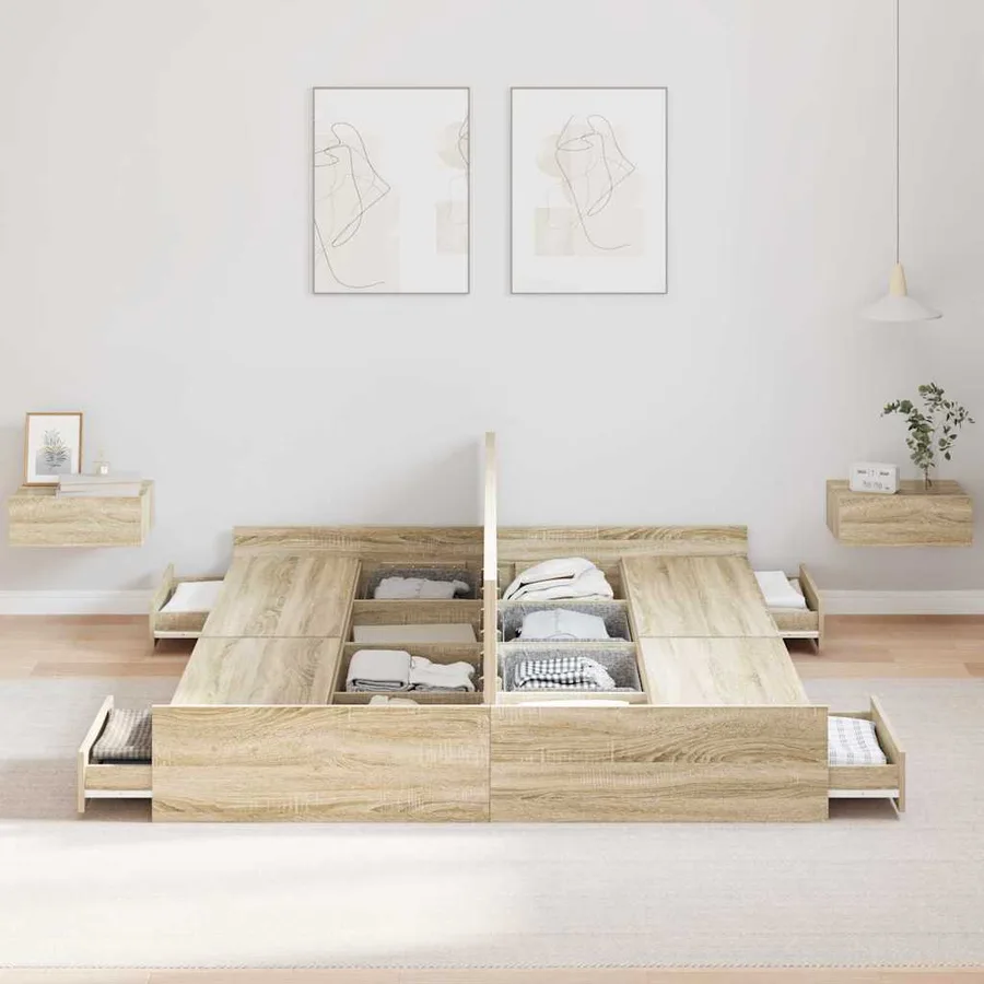Cadre de lit avec rangement Chêne Sonoma 160 x 200 cm - 3