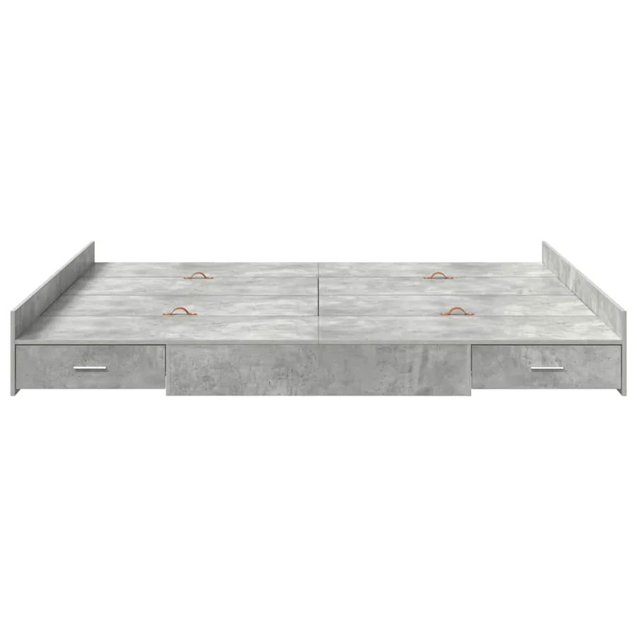 Cadre de lit avec rangement avec tiroir Gris béton 180 x 200 cm - 5