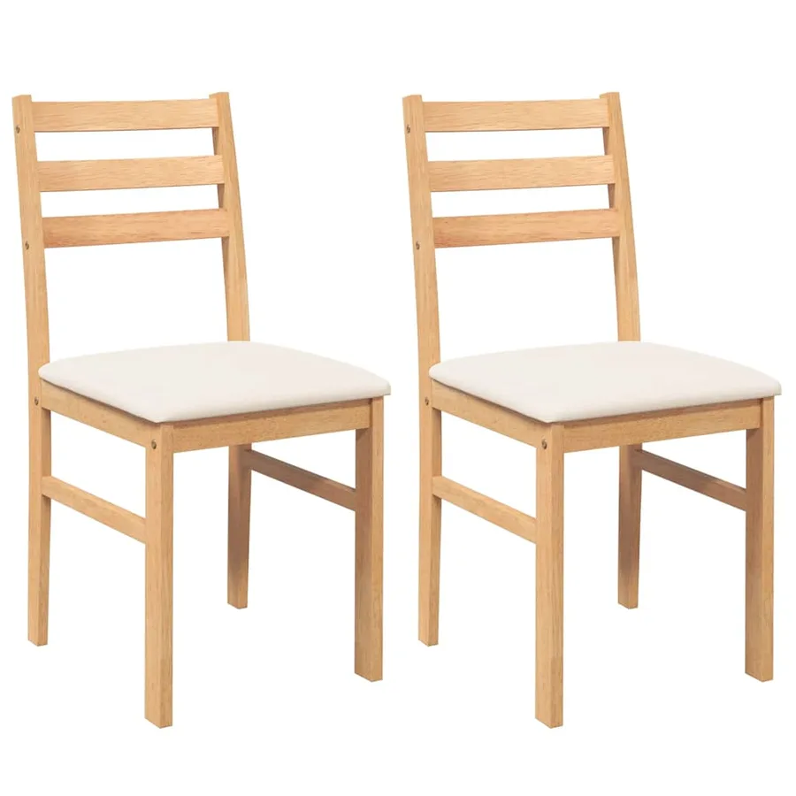 Chaises à manger coussins 2 pcs bois massif caoutchouc - 2