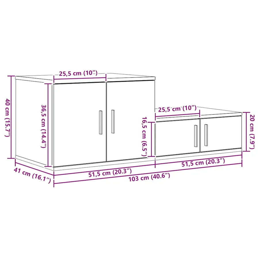 Armoire de rangement 2 pc Chêne artisanal 103 x 41 x 40 cm - 15
