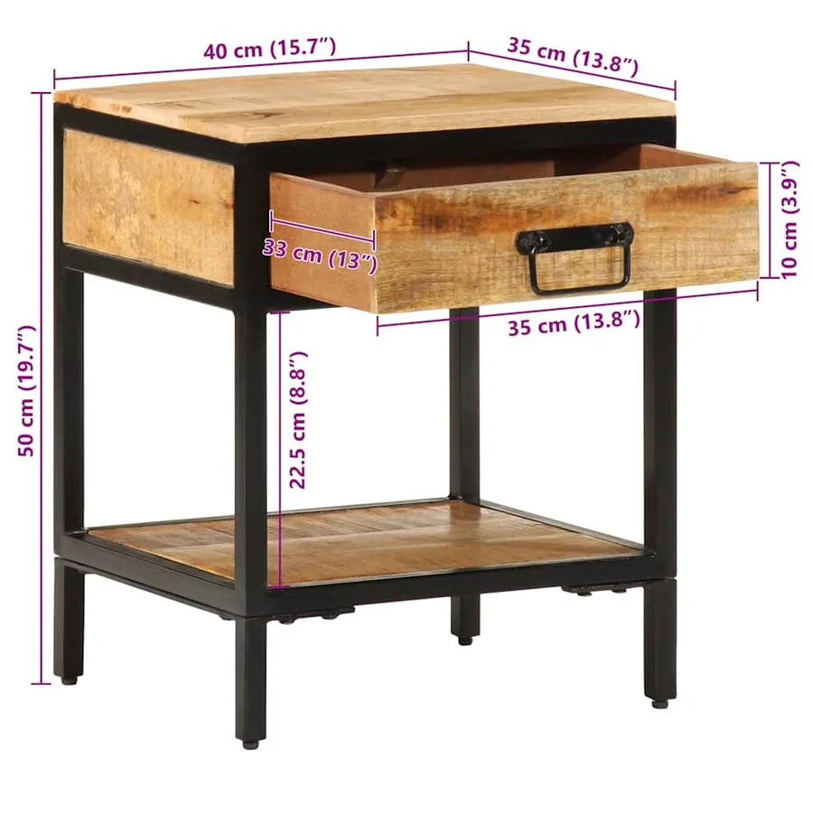 Table de chevet avec tiroir Marron 40 x 35 x 50 cm - 15